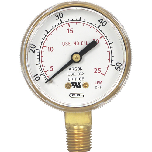 Pressure Gauges, 2" , 0-50 SCFH, Bottom Mount, Analogue M & M Nord Ouest Inc