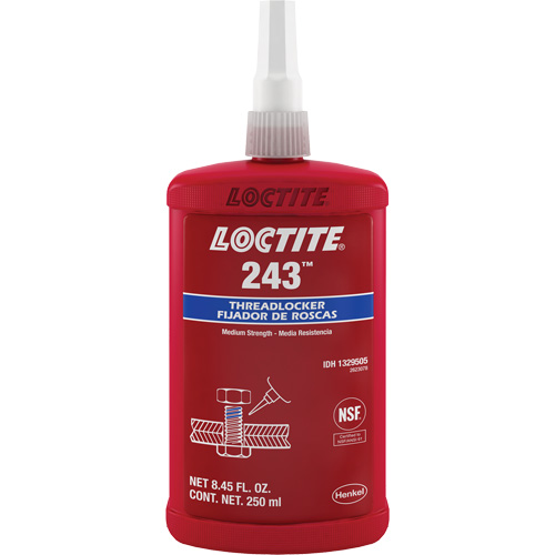 Threadlocker 243 Oil Tolerant, Blue, Medium, 250 ml, Bottle M & M Nord Ouest Inc