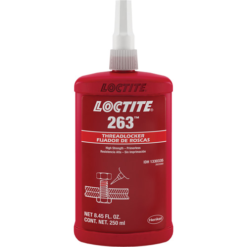 Threadlocker 263 Rapid Cure, Red, High, 250 ml, Bottle M & M Nord Ouest Inc