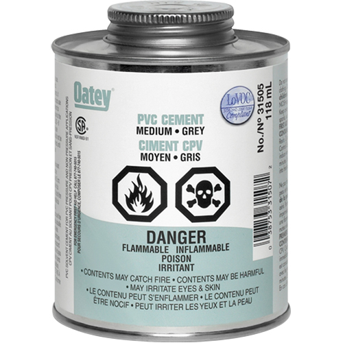 Ciment de PVC, 0,250 lb, Canette &agrave; dessus brosse, Gris M & M Nord Ouest Inc