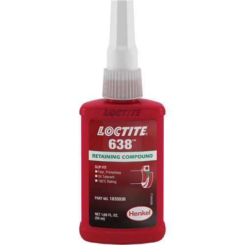 Compos&eacute; de retenue Loctite 638, 50 ml, Bouteille, Vert M & M Nord Ouest Inc