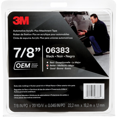 3M Automotive Acrylic Tape, 18 M (60') L x 22 mm (7/8") W, 45 mils, Acrylic M & M Nord Ouest Inc