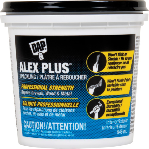 Pl&acirc;tre &agrave; reboucher Alex Plus, 946 ml, Contenant en plastique M & M Nord Ouest Inc