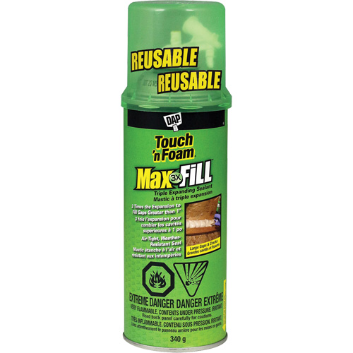 Touch 'n Foam&reg; Max Fill Triple Expanding Sealant, 340 g, Aerosol Can, Cream M & M Nord Ouest Inc