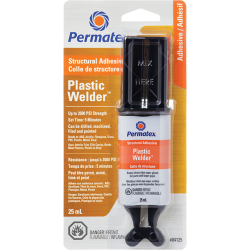 Plastic Welder Epoxy, 25 ml, Syringe, Two-Part, Off-White M & M Nord Ouest Inc