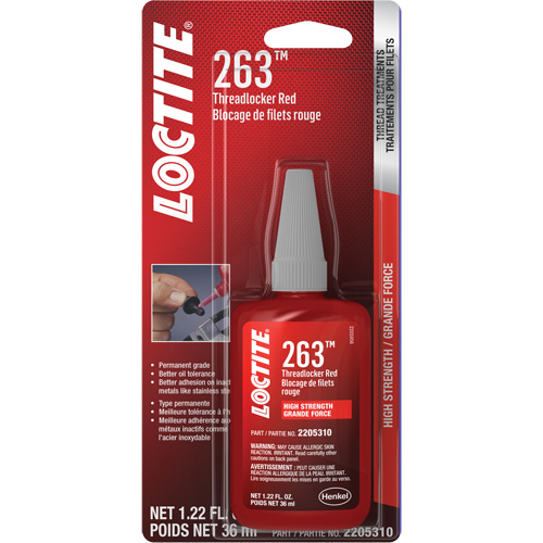 263 Threadlocker, Red, High, 36 ml, Bottle M & M Nord Ouest Inc