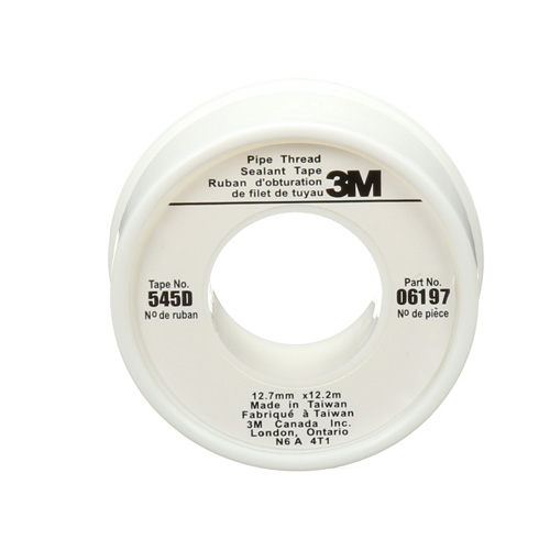 Scotch&reg; Thread Sealant Tape, 480" L x 1/2" W, White M & M Nord Ouest Inc