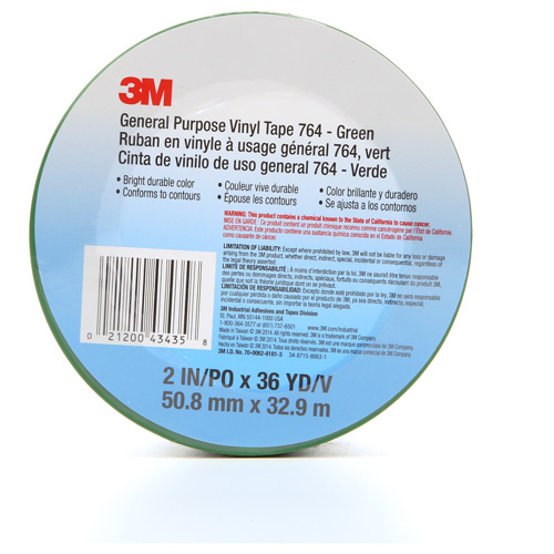 764 General-Purpose Vinyl Tape, 50.8 mm (2") W x 32.9 m (108') L, 5 mils, Green M & M Nord Ouest Inc