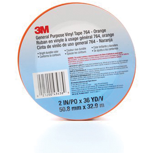 764 General-Purpose Vinyl Tape, 50.8 mm (2") W x 32.9 m (108') L, 5 mils, Orange M & M Nord Ouest Inc