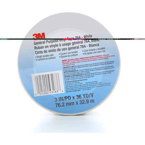 764 General-Purpose Vinyl Tape, 76 mm (3") W x 32.9 m (108') L, 5 mils, White M & M Nord Ouest Inc