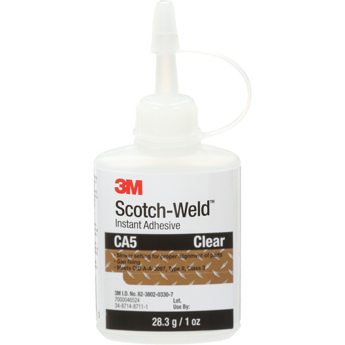 Adh&eacute;sif instantan&eacute; CA5 Scotch-Weld, Transparent, Bouteille, 1 oz M & M Nord Ouest Inc