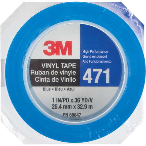 Ruban en vinyle 471, 25,4 mm (1") la x 32,9 m (108') lo, 5,3 mils, Bleu M & M Nord Ouest Inc