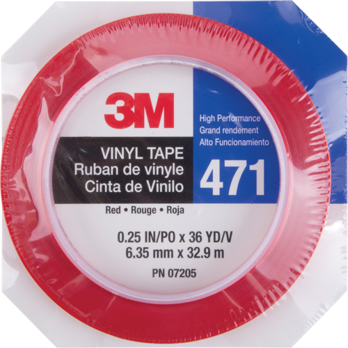 471 Vinyl Tape, 6 mm (1/4") W x 32.9 m (108') L, 5.3 mils, Red M & M Nord Ouest Inc