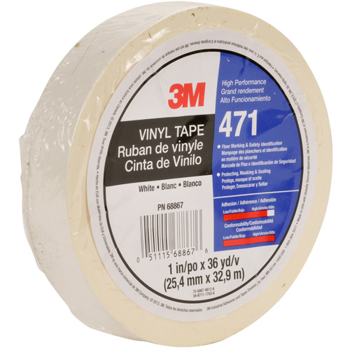 471 Vinyl Tape, 12 mm (1/2") W x 32.9 m (108') L, 5.3 mils, White M & M Nord Ouest Inc