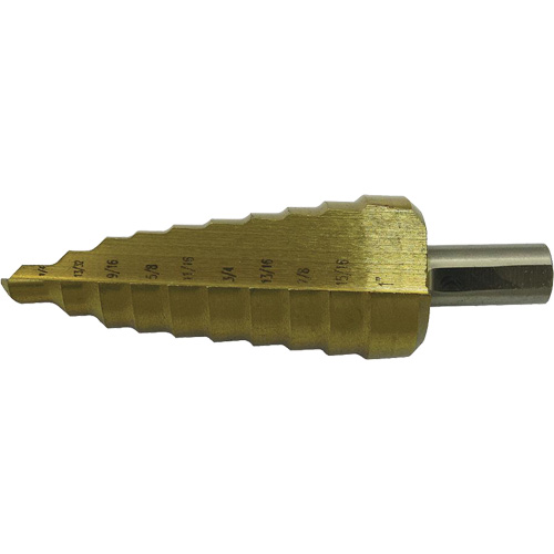 Jet-Kut&reg; 9-Step Super Premium M35 Step Drill, 1/4" - 3/4" , 1/16" Increments, High Speed Steel M & M Nord Ouest Inc
