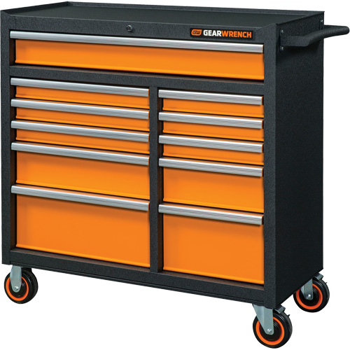 Armoire roulante pour outils s&eacute;rie GSX, 11 tiroirs, 41" la x 18-1/5" p x 41-1/2" h, Noir/Orange M & M Nord Ouest Inc