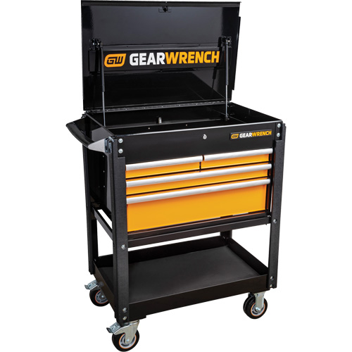 Chariot utilitaire, 4 tiroirs, 33" lo x 21" la x 42" h, Noir/Orange M & M Nord Ouest Inc