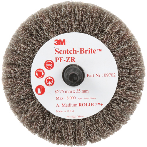 Scotch-Brite Roloc Cut & Polish Disc, Aluminum Oxide, Medium Grit, 3" x 1-3/8" x 1/4" M & M Nord Ouest Inc