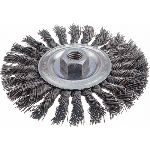 Knot Wire Wheel Brushes - Standard Twist Knot, 6" Dia., 0.023" Fill, 5/8"-11 Arbor, Steel M & M Nord Ouest Inc