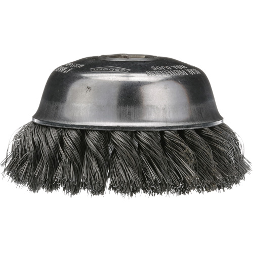 Brosse boisseau &agrave; fil nou&eacute;, 4" dia. x 5/8"-11 arbre M & M Nord Ouest Inc