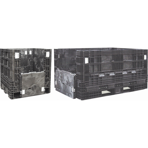 Collapsible Structural Polyethylene Containers, 48" L x 40" W x 39" H, Black M & M Nord Ouest Inc