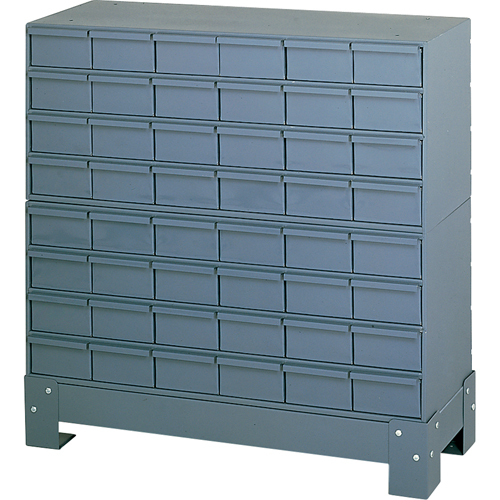 Casiers &agrave; tiroirs industriels avec base, 48 tiroirs, 34-1/8" la x 12-1/4" p x 33-3/4" h, Gris M & M Nord Ouest Inc