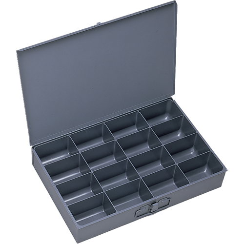 Compartment Scoop Boxes, Steel, 16 Slots, 18" W x 12" D x 3" H, Grey M & M Nord Ouest Inc