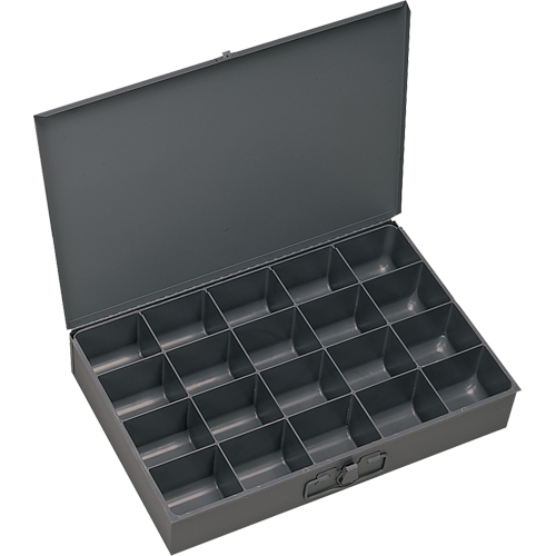 Compartment Scoop Boxes, Steel, 20 Slots, 18" W x 12" D x 3" H, Grey M & M Nord Ouest Inc