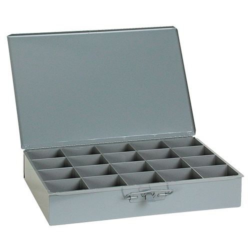 Compartment Scoop Boxes, Steel, 20 Slots, 18" W x 12" D x 3" H, Grey M & M Nord Ouest Inc