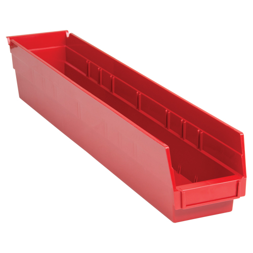 Bacs de rangement pour tablettes, 4-1/8" la x 4" H x 23-5/8" p, Rouge, Capacit&eacute; 50 lb M & M Nord Ouest Inc