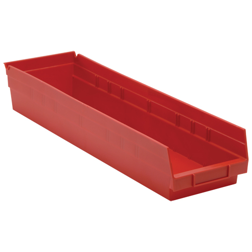 Bacs de rangement pour tablettes, 6-5/8" la x 4" H x 23-5/8" p, Rouge, Capacit&eacute; 50 lb M & M Nord Ouest Inc