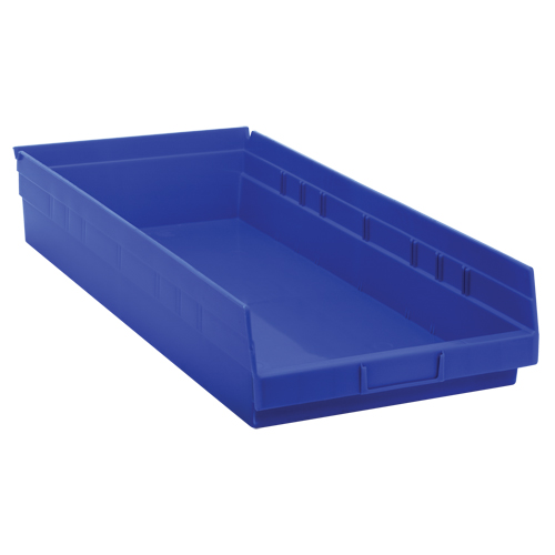 Shelf Bins, 11-1/8" W x 4" H x 23-5/8" D, Blue, 50 lbs. Capacity M & M Nord Ouest Inc