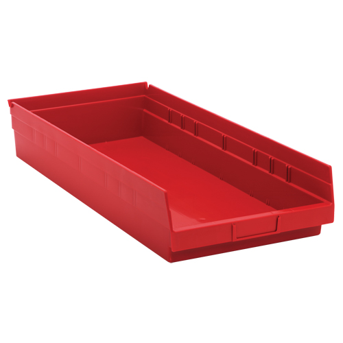 Bacs de rangement pour tablettes, 11-1/8" la x 4" H x 23-5/8" p, Rouge, Capacit&eacute; 50 lb M & M Nord Ouest Inc