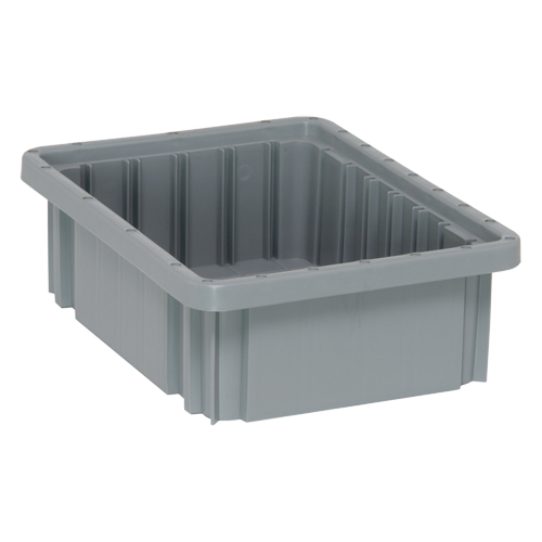 Divider Box&reg; Containers, Plastic, 10.9" W x 8.3" D x 3.5" H, Grey M & M Nord Ouest Inc