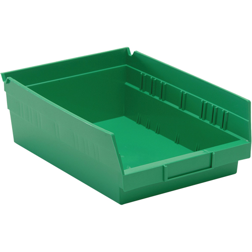 Shelf Bins, 8-3/8" W x 4" H x 11-5/8" D, Green, 30 lbs. Capacity M & M Nord Ouest Inc