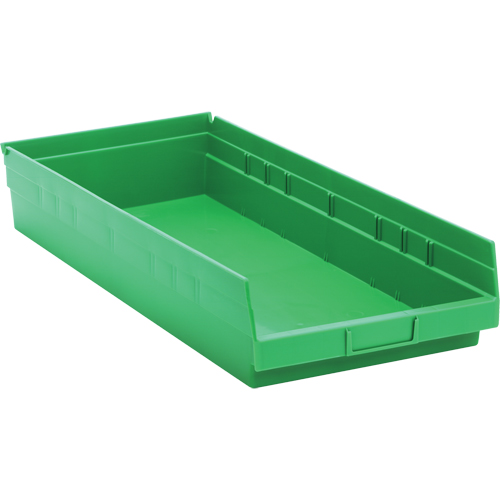 Shelf Bins, 11-1/8" W x 4" H x 23-5/8" D, Green, 50 lbs. Capacity M & M Nord Ouest Inc