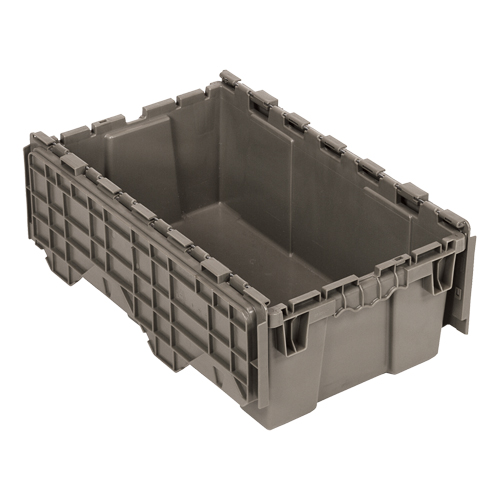 Bac de distribution avec couvercle &agrave; charni&egrave;res, 11-9/16" x 19-5/8' x 7-1/2", Gris M & M Nord Ouest Inc