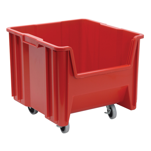 Bac g&eacute;ant mobile empilable, 12-1/2" ha x 16-1/2" la x 17-1/2" p, Capacit&eacute; de 250 lb, Rouge M & M Nord Ouest Inc