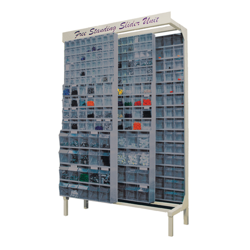 Syst&egrave;me de stockage &agrave; glissi&egrave;re &agrave; bacs basculants autonome, 48" la x 18" p x 77" h, 336 tiroirs M & M Nord Ouest Inc