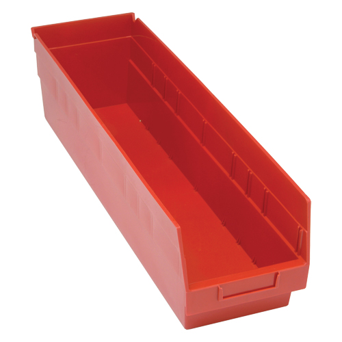 Store More Plastic Shelf Bins, 6-5/8" W x 6" H x 23-5/8" D, Red, 90 lbs. Capacity M & M Nord Ouest Inc