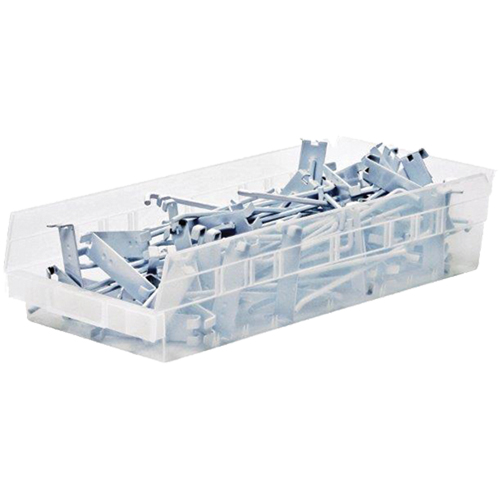 Bacs de rangement pour tablettes, 6-5/8" la x 4" H x 23-5/8" p, Transparent, Capacit&eacute; 50 lb M & M Nord Ouest Inc