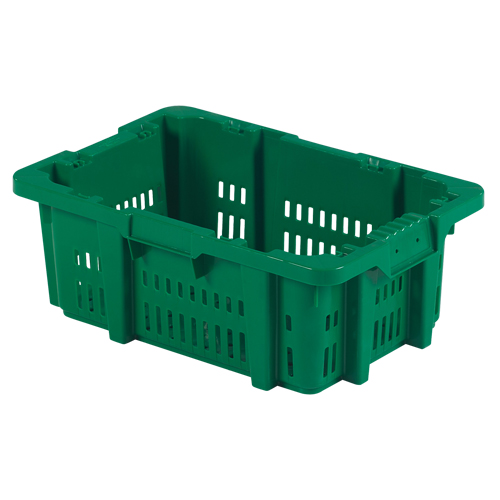 Contenant en plastique Stack-N-Nest pour la manutention des aliments, 16" x 23,9" x 8,8", Vert M & M Nord Ouest Inc