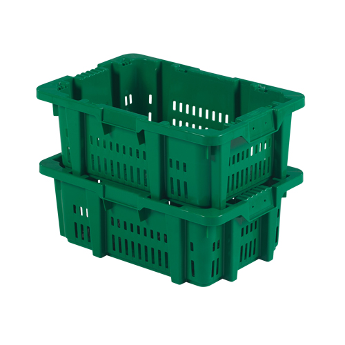 Contenant en plastique Stack-N-Nest pour la manutention des aliments, 16" x 23,9" x 8,8", Vert M & M Nord Ouest Inc