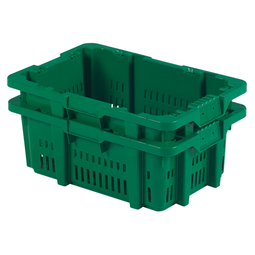 Contenant en plastique Stack-N-Nest pour la manutention des aliments, 16" x 23,9" x 8,8", Vert M & M Nord Ouest Inc