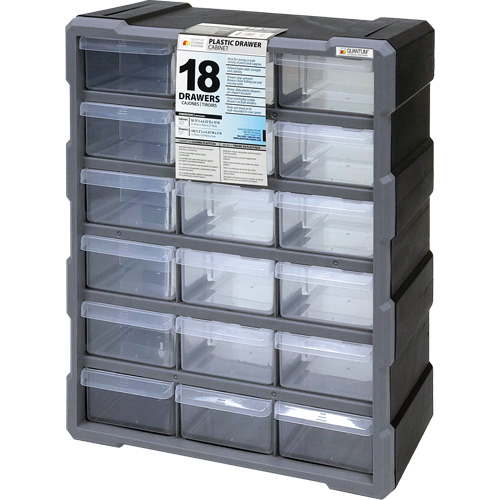 Drawer Cabinet, Plastic, 18 Drawers, 15" x 6-1/4" x 18-3/4", Black M & M Nord Ouest Inc