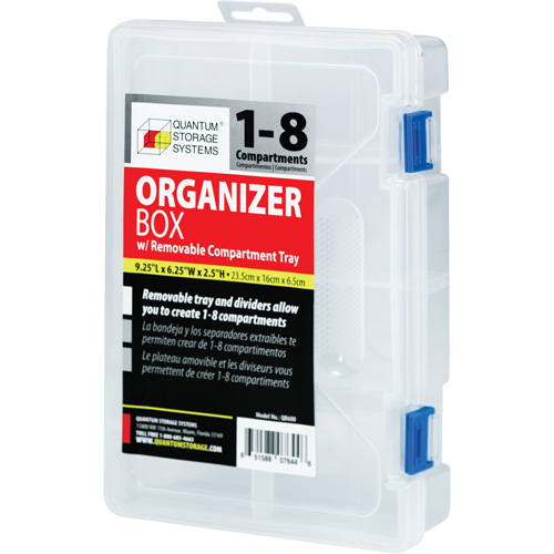 Boîte &agrave; compartiments en plastique, 6,25" la x 9,25" p x 2,2" h, 8 compartiments M & M Nord Ouest Inc