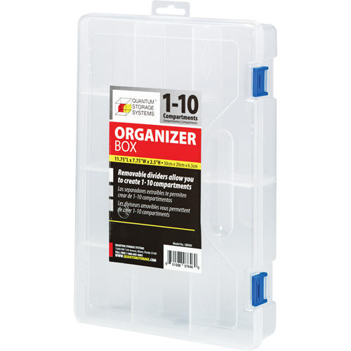 Boîte &agrave; compartiments en plastique, 7,75" la x 11,75" p x 2,2" h, 10 compartiments M & M Nord Ouest Inc