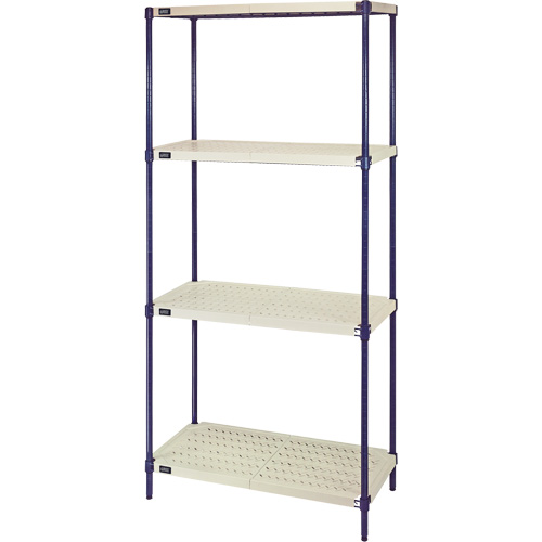 &eacute;tag&egrave;re en fils m&eacute;talliques avec tablettes en plastique, Cadre en fils m&eacute;talliques avec tablettes en plastique, Sans boulons, Capacit&eacute; 600 lb, 30" la x 72" h x 18" p M & M Nord Ouest Inc