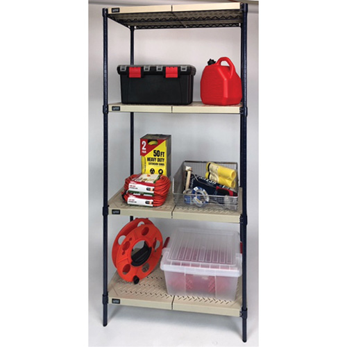 &eacute;tag&egrave;re en fils m&eacute;talliques avec tablettes en plastique, Cadre en fils m&eacute;talliques avec tablettes en plastique, Sans boulons, Capacit&eacute; 600 lb, 30" la x 72" h x 18" p M & M Nord Ouest Inc