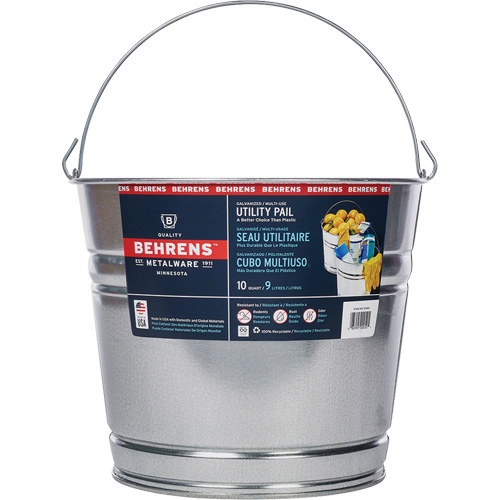 Pail, Galvanized Steel, 9 L M & M Nord Ouest Inc